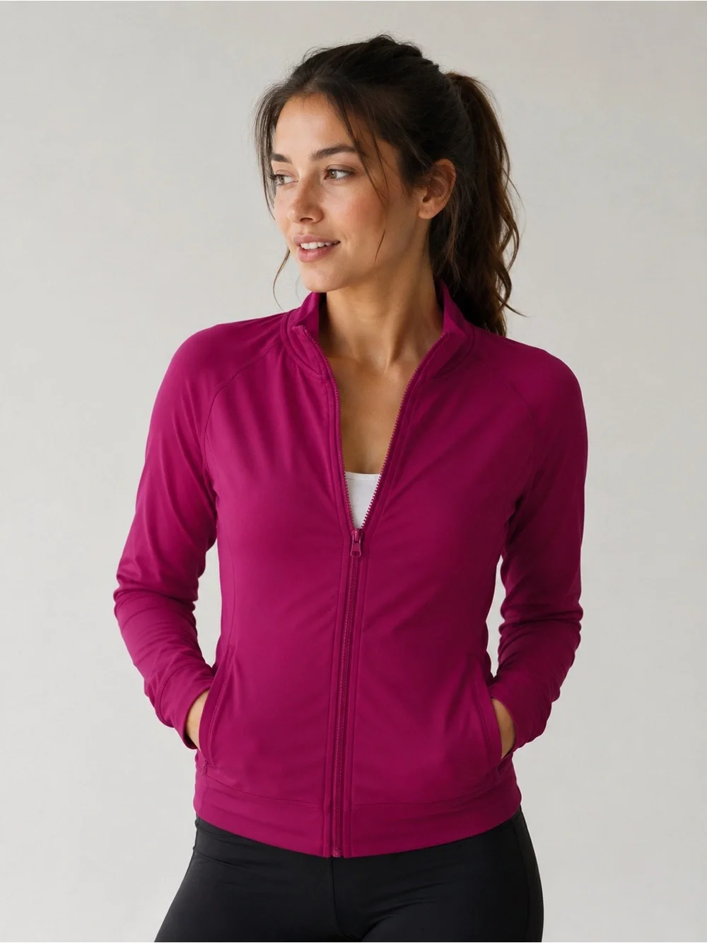 Yogalicious Women's Magenta Full-Zip Jacket‎